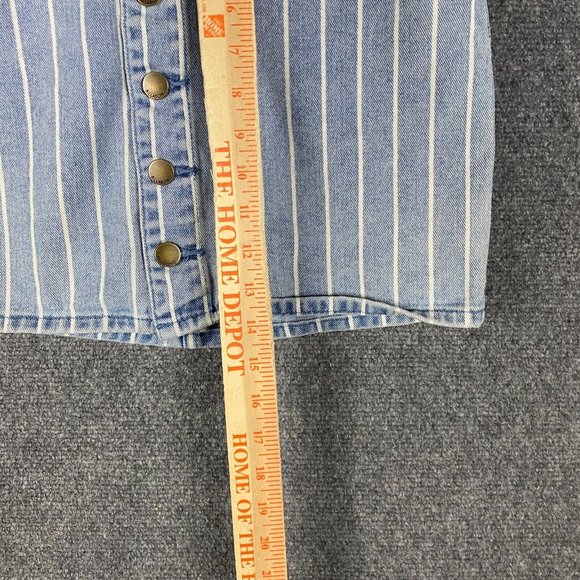 Bilabong Skirt Women's 26 Mini Striped Button Fly 100% Cotton Denim - Picture 3 of 6